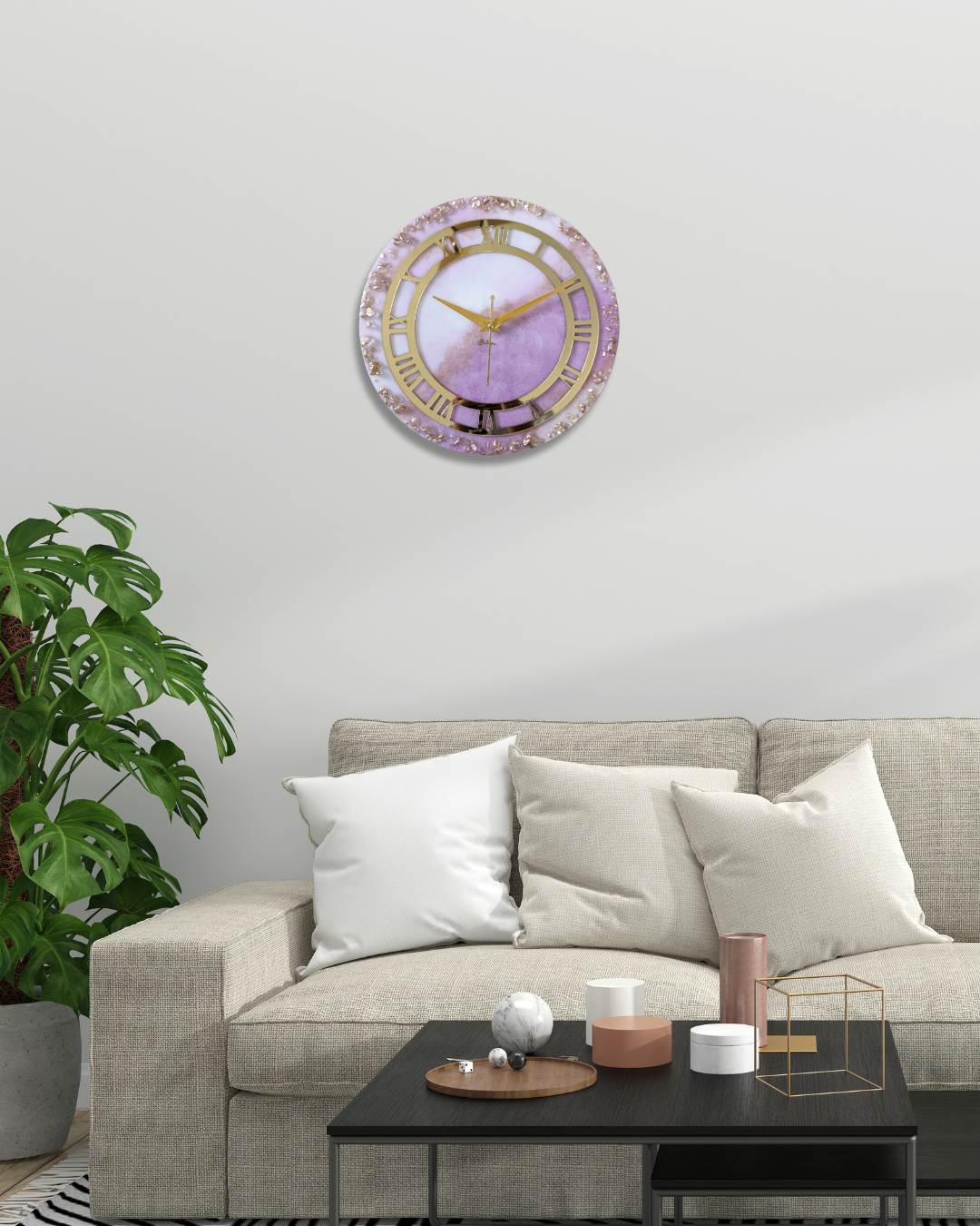 Geode Wall Clock - Pink