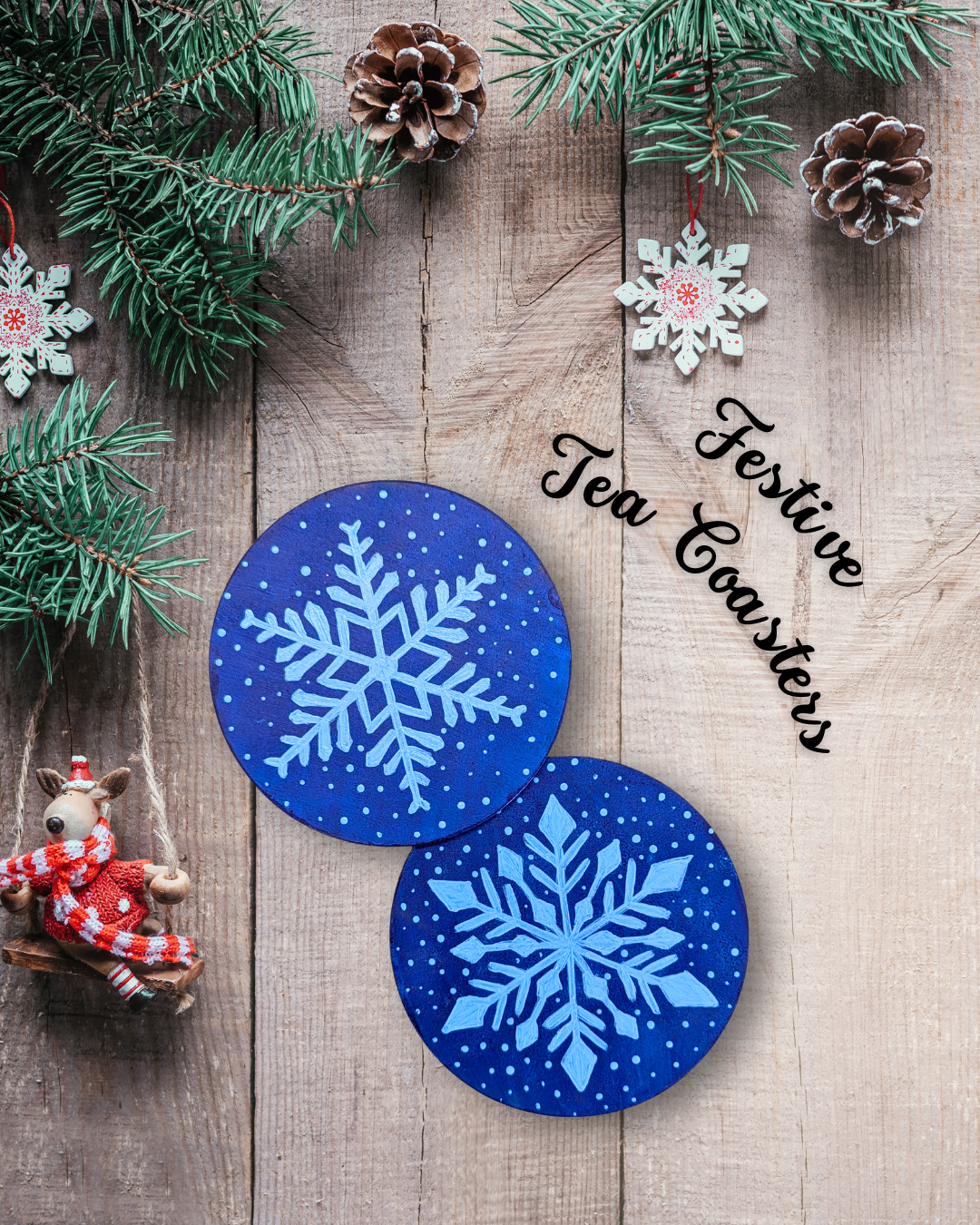 Festive Christmas Gift Set with Ornaments & Coasters