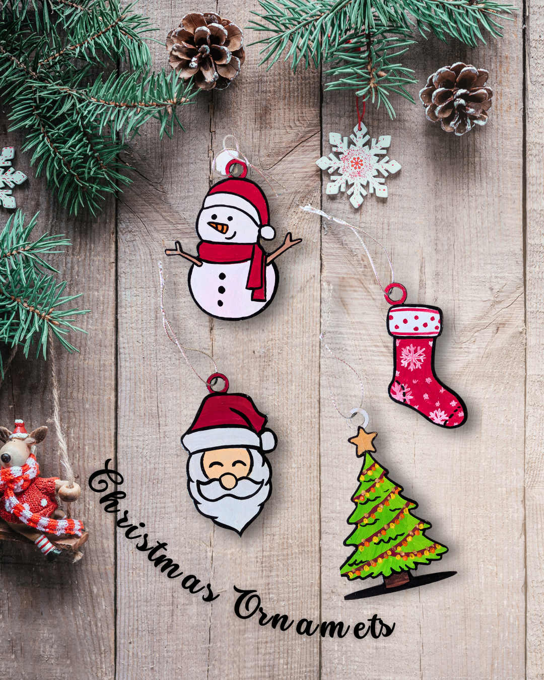 Festive Christmas Gift Set with Ornaments & Coasters