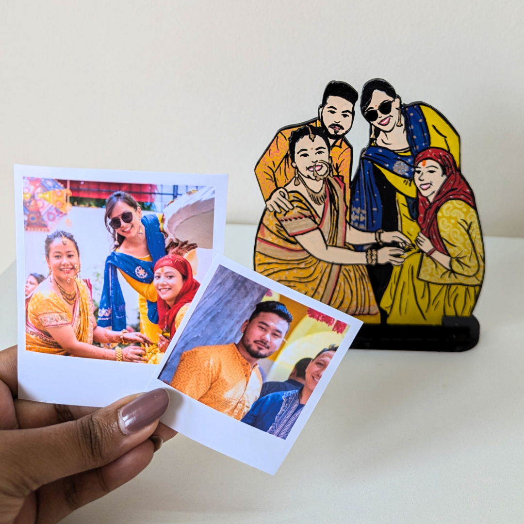 Rakhi Hamper - Hand-painted Sibling Desk Caricature
