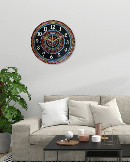 Black Mandala Wall Clock
