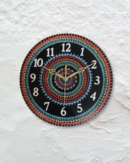 Black Mandala Wall Clock