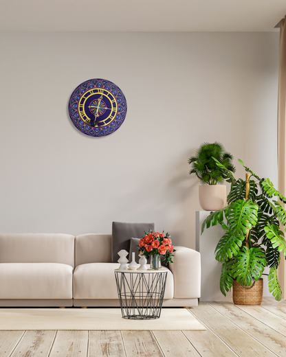 Mandala Wall Clock - Blue