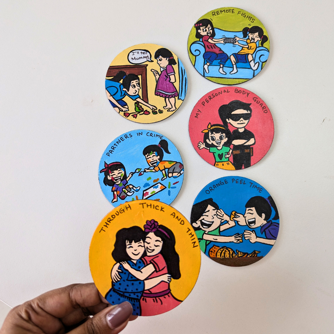 Sibling Magnets showing sisters bond