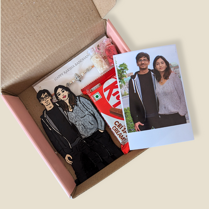 Rakhi Hamper - Hand-painted Sibling Desk Caricature