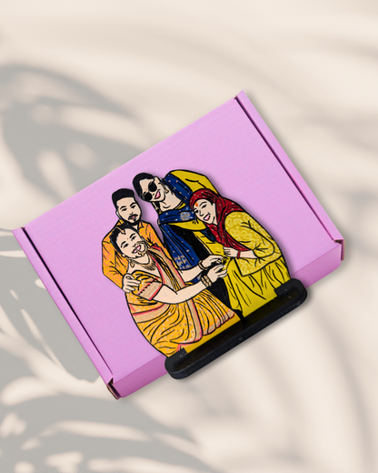 Personalised Hand-Painted Desk Caricature for Siblings