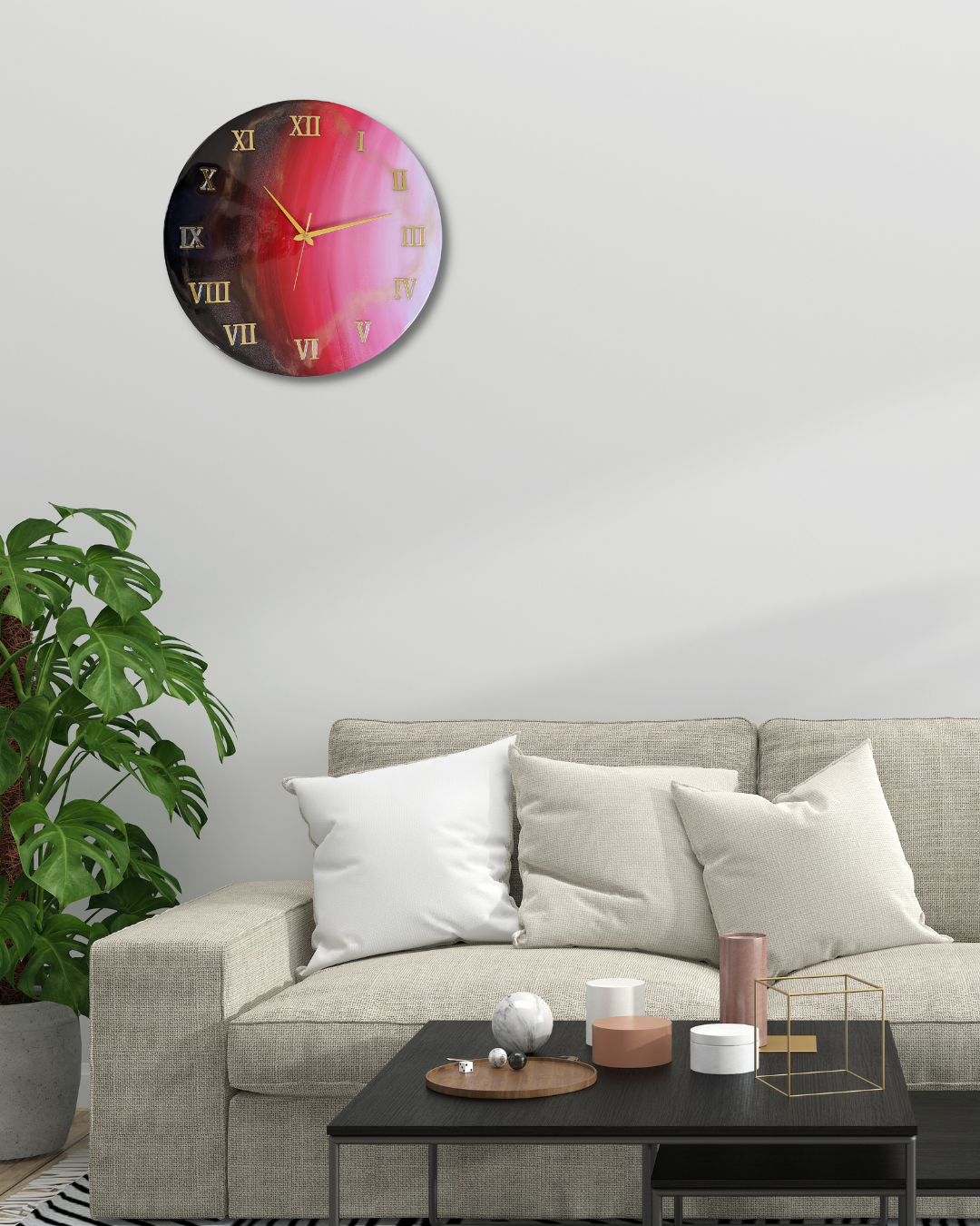 Pink Resin Wall Clock