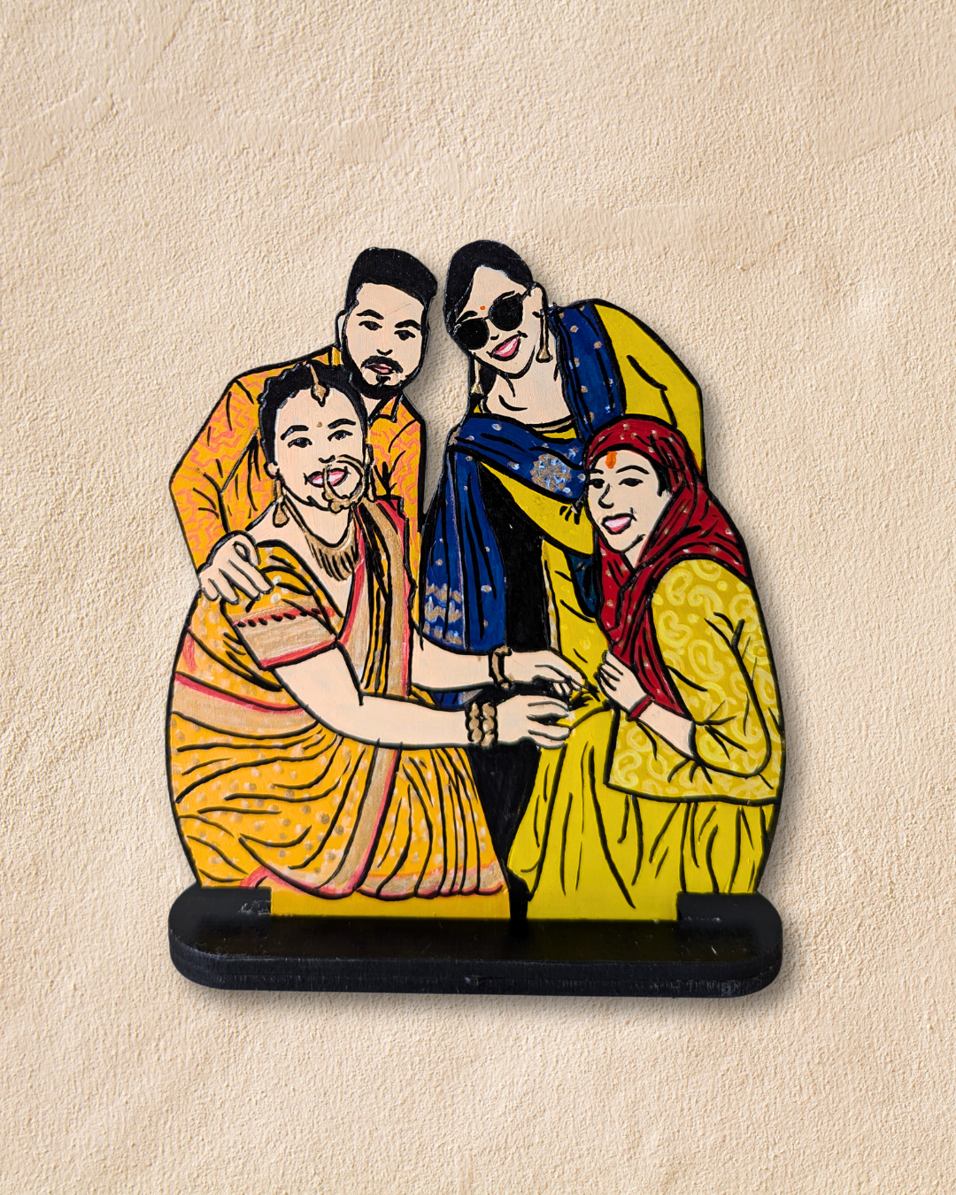 Personalised Hand-Painted Desk Caricature for Siblings