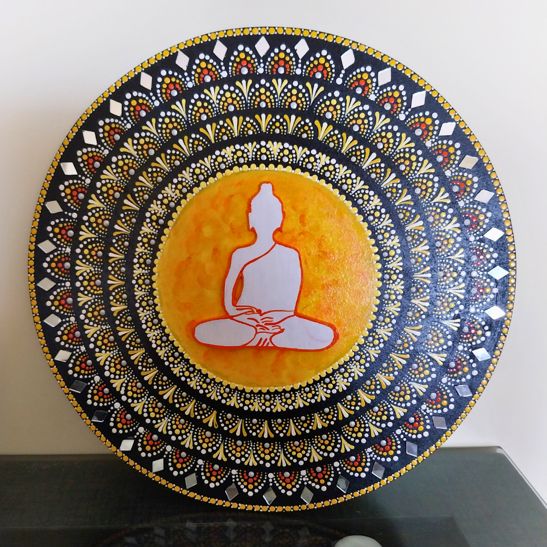 Buddha Mandala Wall Art - Black