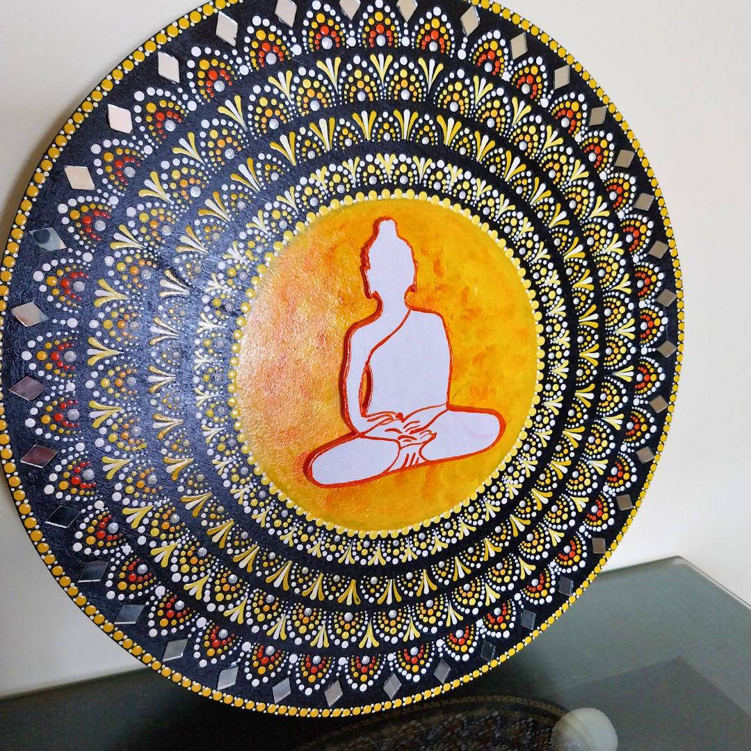 Buddha Mandala Wall Art - Black