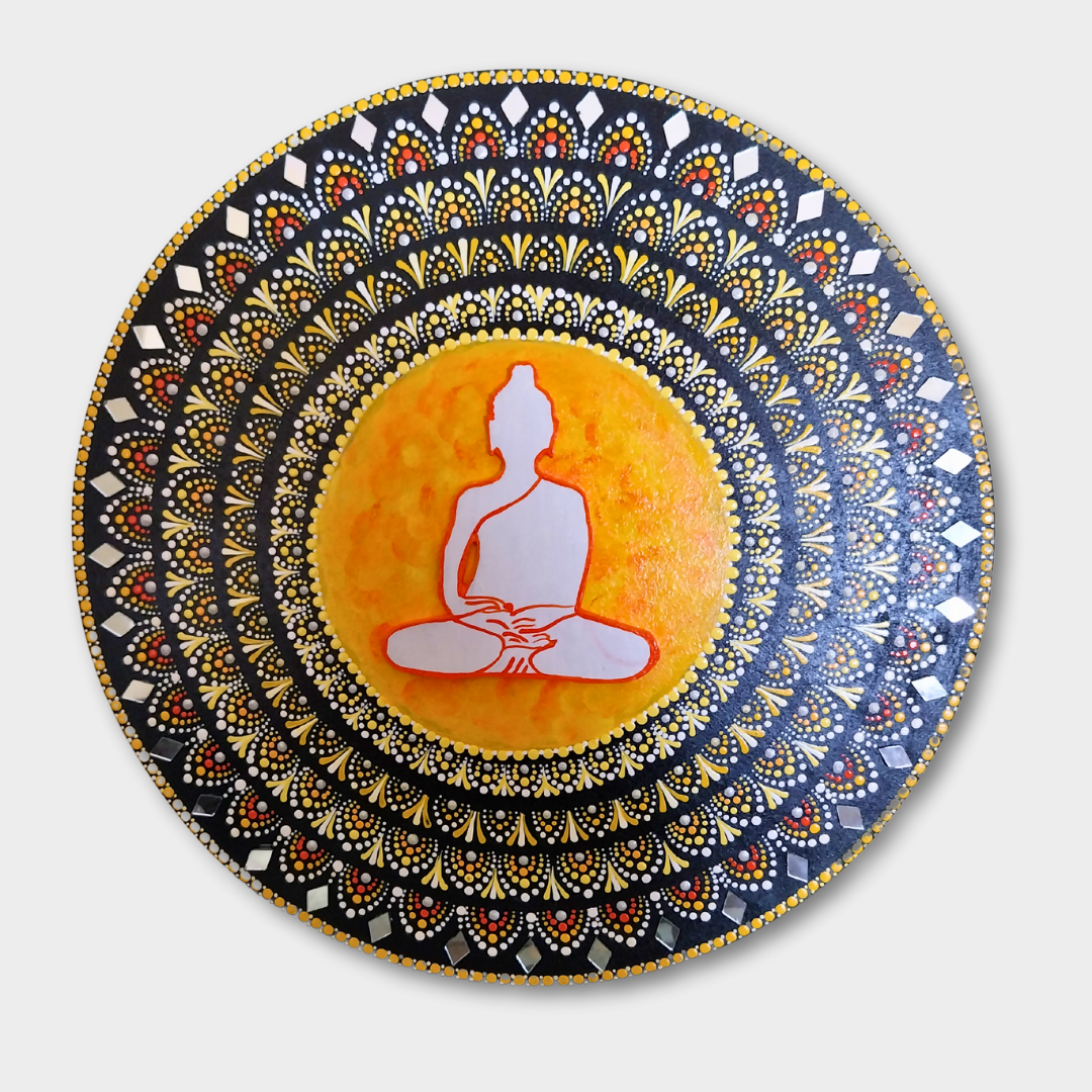 Buddha Mandala Wall Art - Black