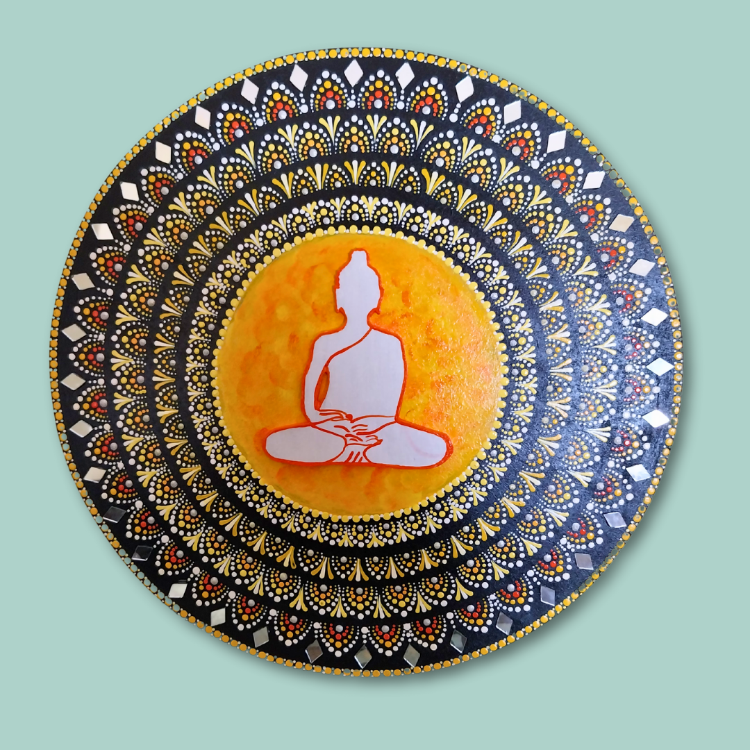Buddha Mandala Wall Art - Black