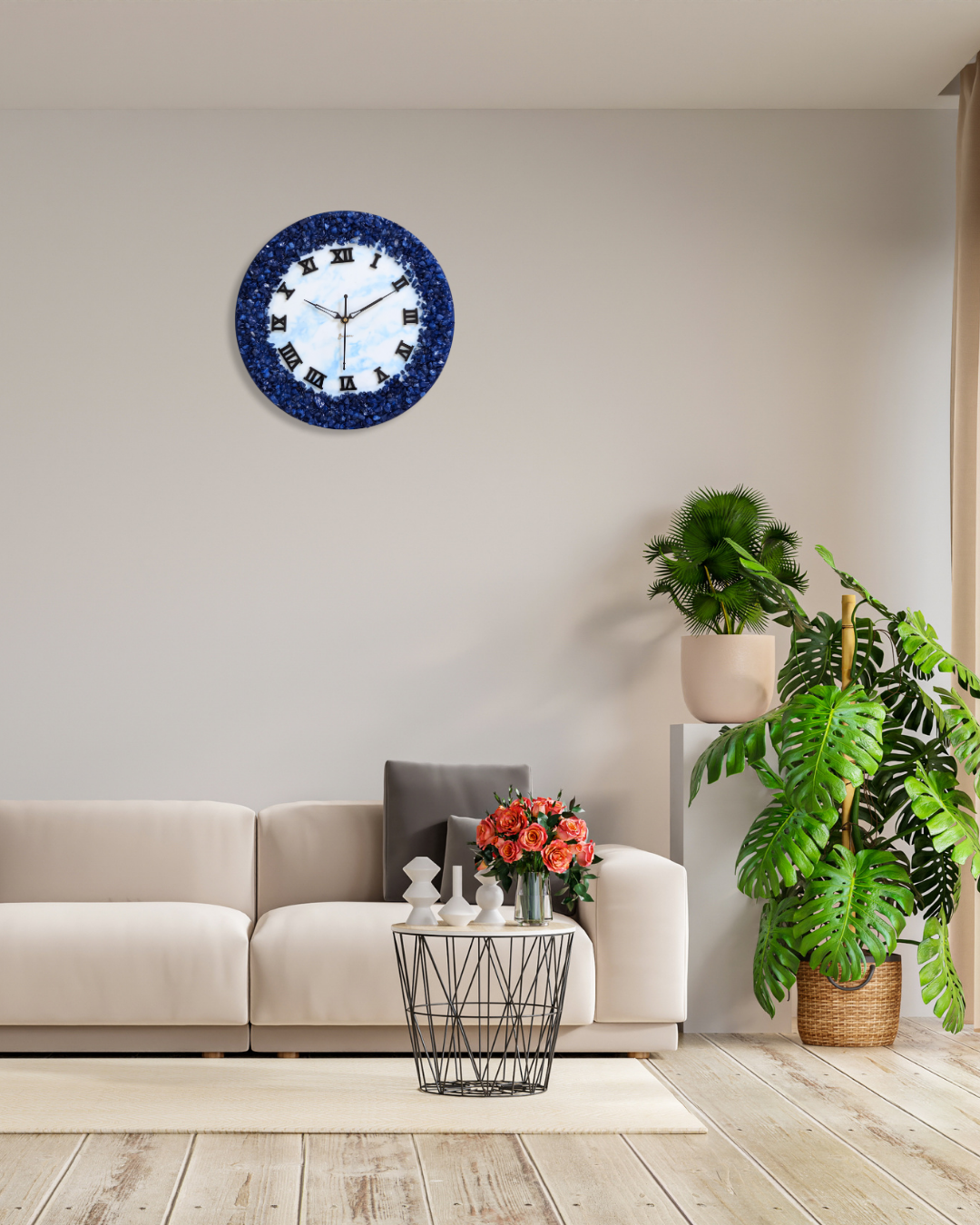 Geode Wall Clock - Blue & White